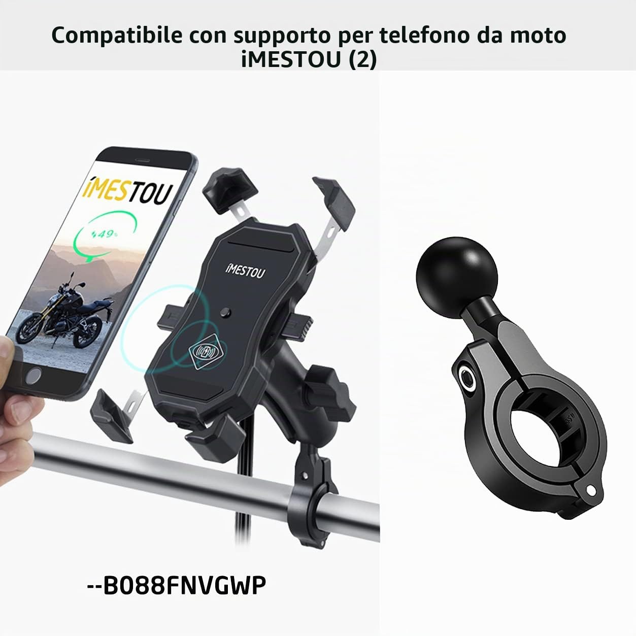 iMESTOU Adattatore per Montaggio a Sfera Alluminio con Base a Sfera da 1" Adatto al Manubrio di Diametro da 2,2-3,2 cm Compatibile con Supporti per Telefono Ram Prese a Sfera da 1 Pollice
