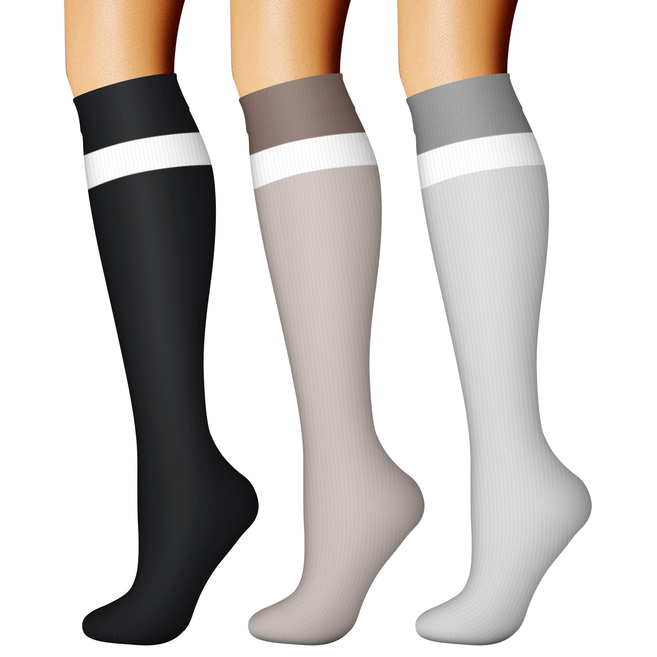 CHARMKING Compression Socks for Women & Men (3 Pairs) 15-20 mmHg | Medical Grade Support for Circulation - main product image