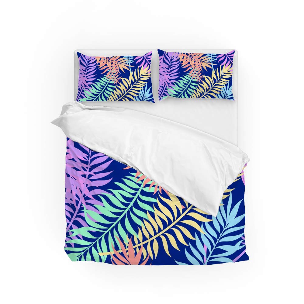 Parure de lit fleurs de la jungle linge de maison bleu durable
