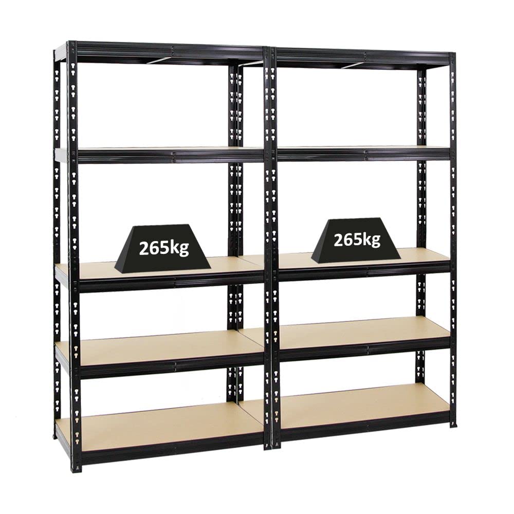 Mega Deal 2X Schwerlastregal Tiger Schwarz 180x90x45 cm, Fachlast 265 kg