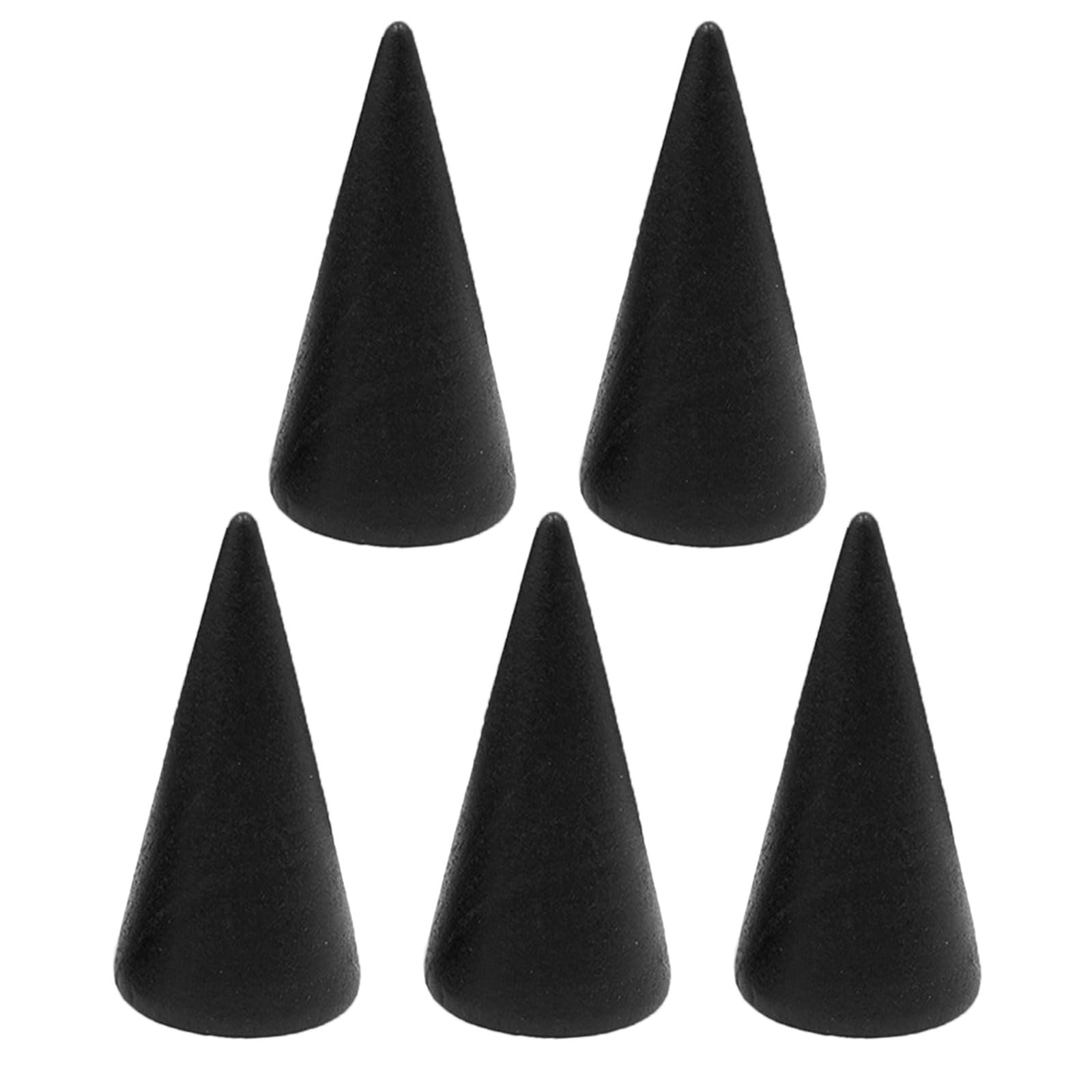 COPLKY Ring Display Stand 5Pcs Wood Rings Holder Cone Shape Rings Stand Jewelry Display Rack for Business Photoshoot Room Decoration
