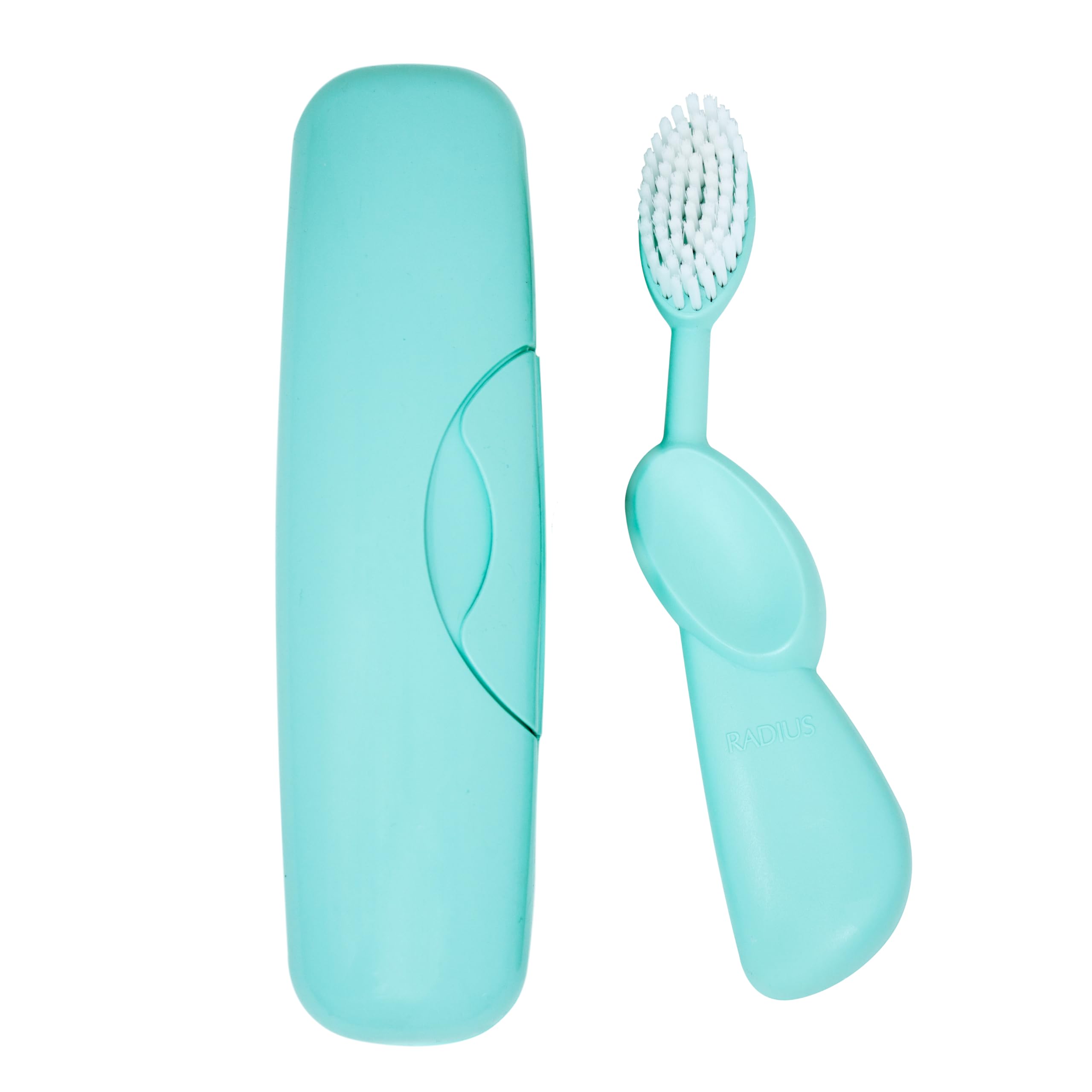 Toothbrush Original Big Brush, BPA Free ADA Accepted - Right Hand - Mint Green Brush with Mint Green Case