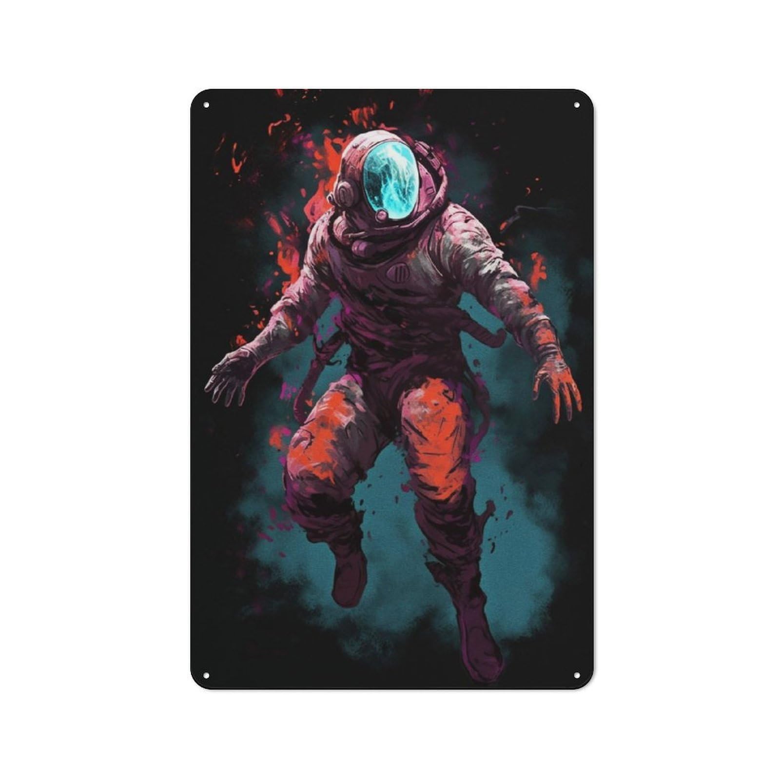Junmoney Alien Astronaut Retro Metal Sign 30X20cm For Garden Room Or Summerhouse, For Garden Room Decor Fans