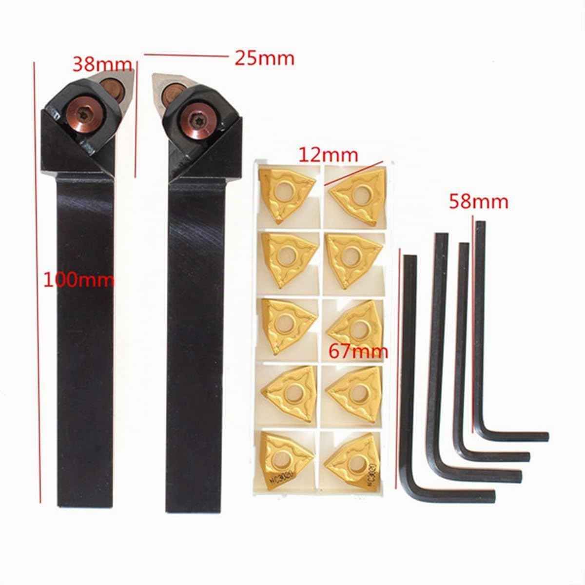 Maizoon Soporte externo para herramientas de torno CNC, accesorios para torno WWLNR1616H08+WWLNL1616H08+10 piezas de insertos de carburo de 12 mm + 4 piezas de barra de perforación de torneado