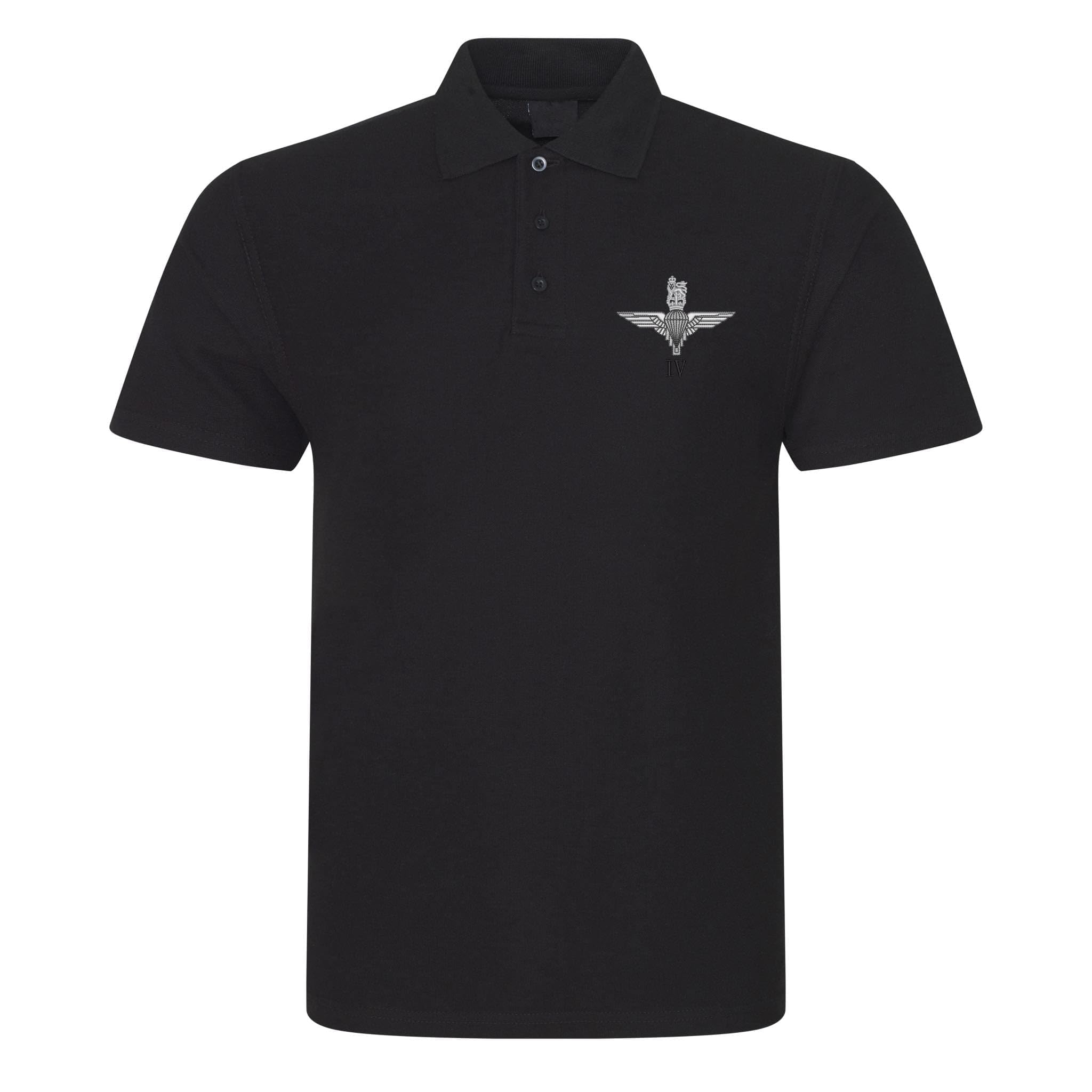 Pineapple Joe's Men's Black Parachute Regit - 4 Para Embroidered Polo - Large