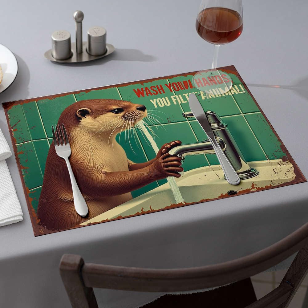 Set de table loutre anti tache lot de 6 facile à nettoyer