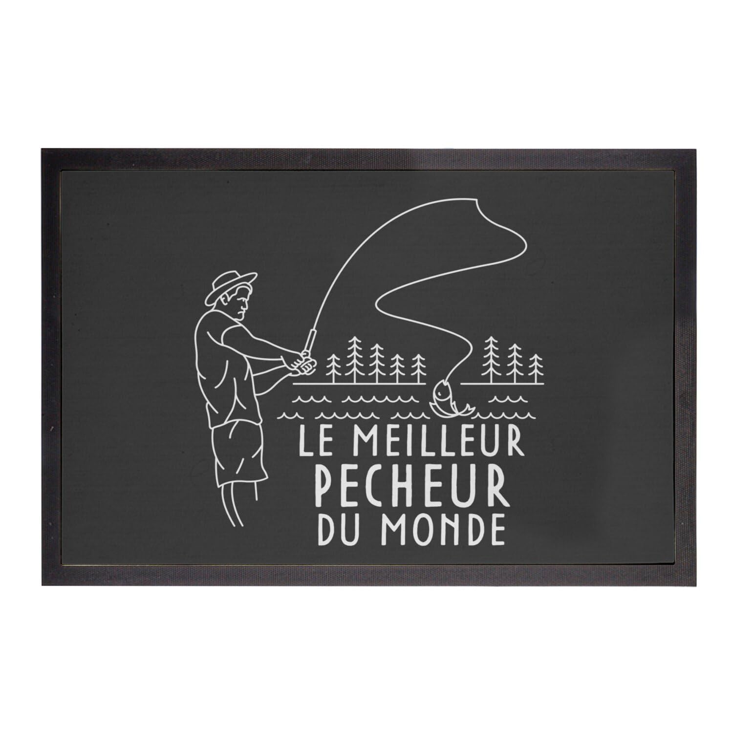 Paillasson noir de grande dimension 75x50 cm idéal pour amateur de pêche en rivière et lac