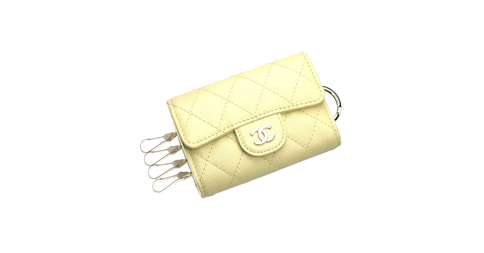 CHANEL イエローベージュ レザー キーケース 61FtpV1of2L.jpg_BO30,255,255,