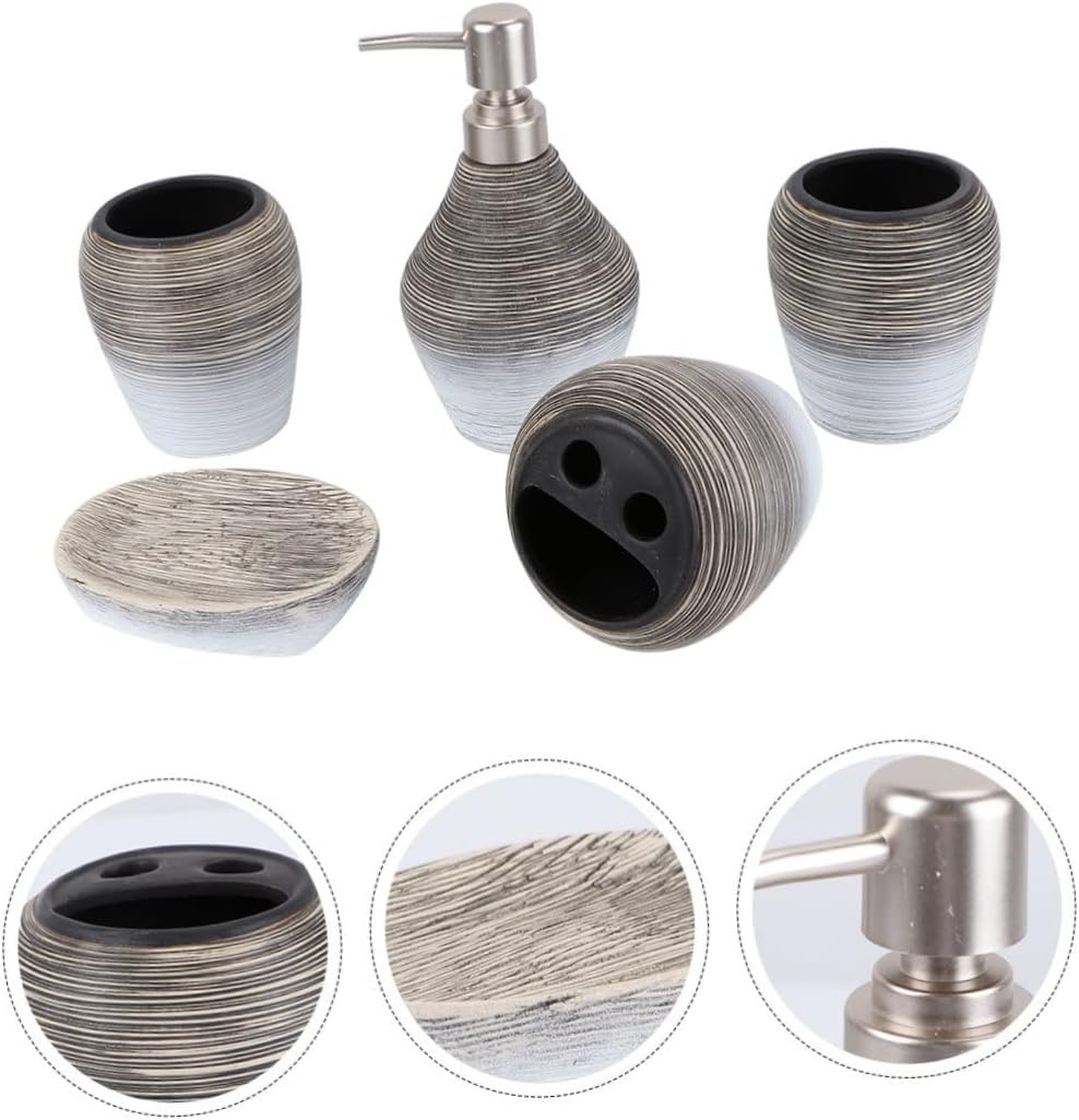 5pcs Bathroom Accessories Home Gargle Cup Toothbrush Holder Soap Holder Travel Toothbrush Cup Ceramic Toiletries