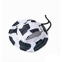 Cute Pet Bucket Hat with Ear Holes Ear Spacing 2.8 to 4.7 Inches for Cats 8 lbs Up and Dogs Up to 16 lbs Soft Sun Cap Black and White Cow Print Design