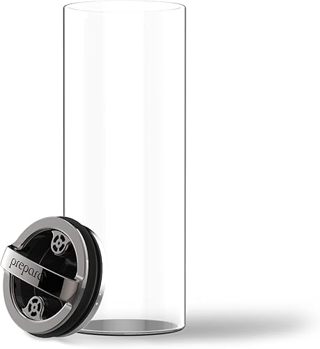 Vista 7 de Prepara Contenedor de almacenamiento de vidrio EVAK con mango de color blanco brillante, compacto, pequeño, S, Negro Gloss Hyle