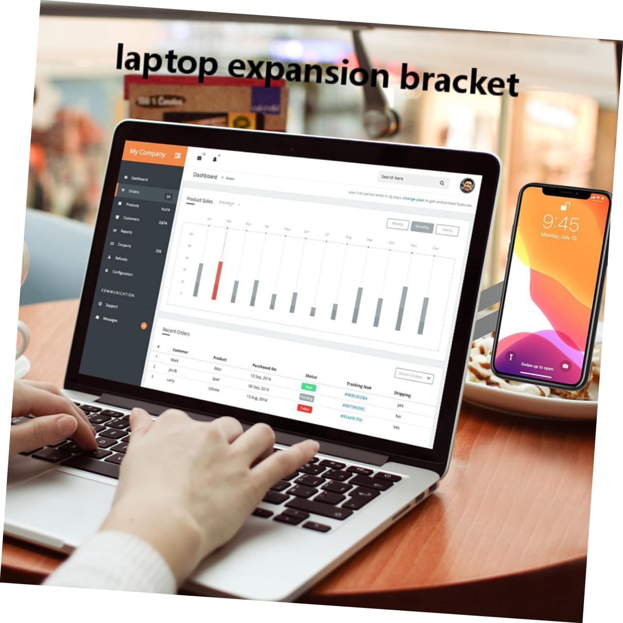 Side Mount Clip for Laptop Magnetic Foldable Cellphone Holder Bracket for Monitor Extension Portable Design Silver Compatible with All Phones