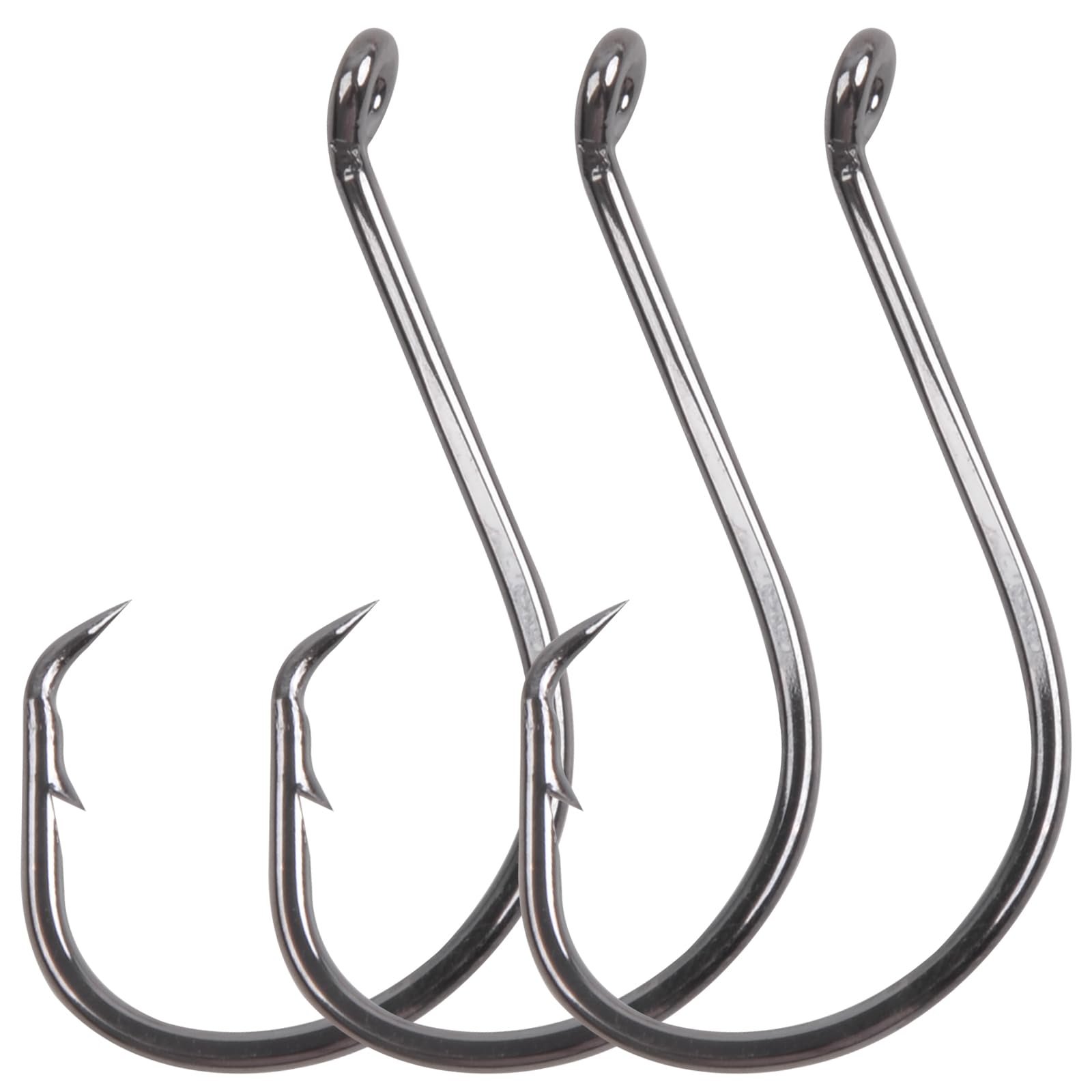Fishing Circle Hooks Saltwater Hooks 2X Strong Catfish Bass Fishing Hooks Black High Carbon Steel Octopus Offset Fishing Hooks #6 100pcs