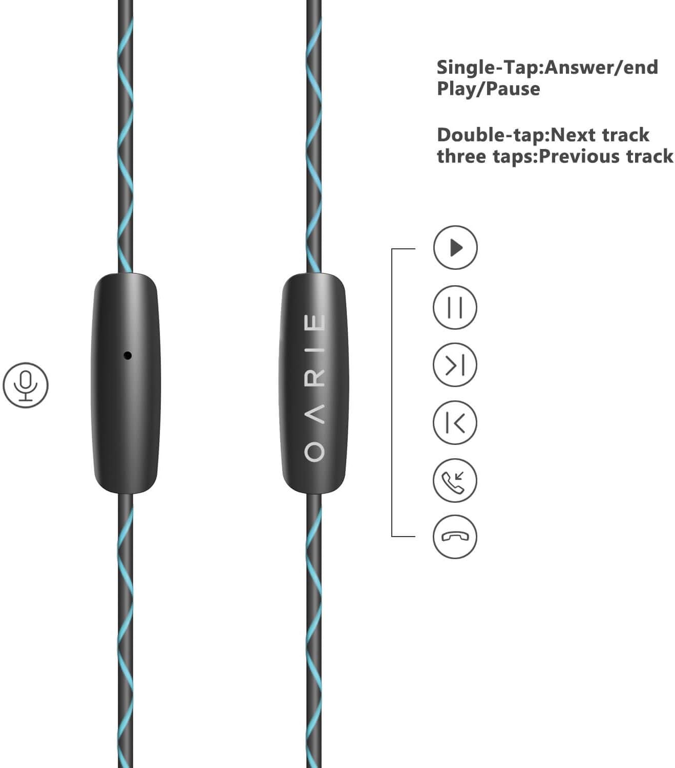 Earphones, in-Ear Headphones with Microphone Music Stereo Earbuds Headset with Zipper Case (Sky Blue)