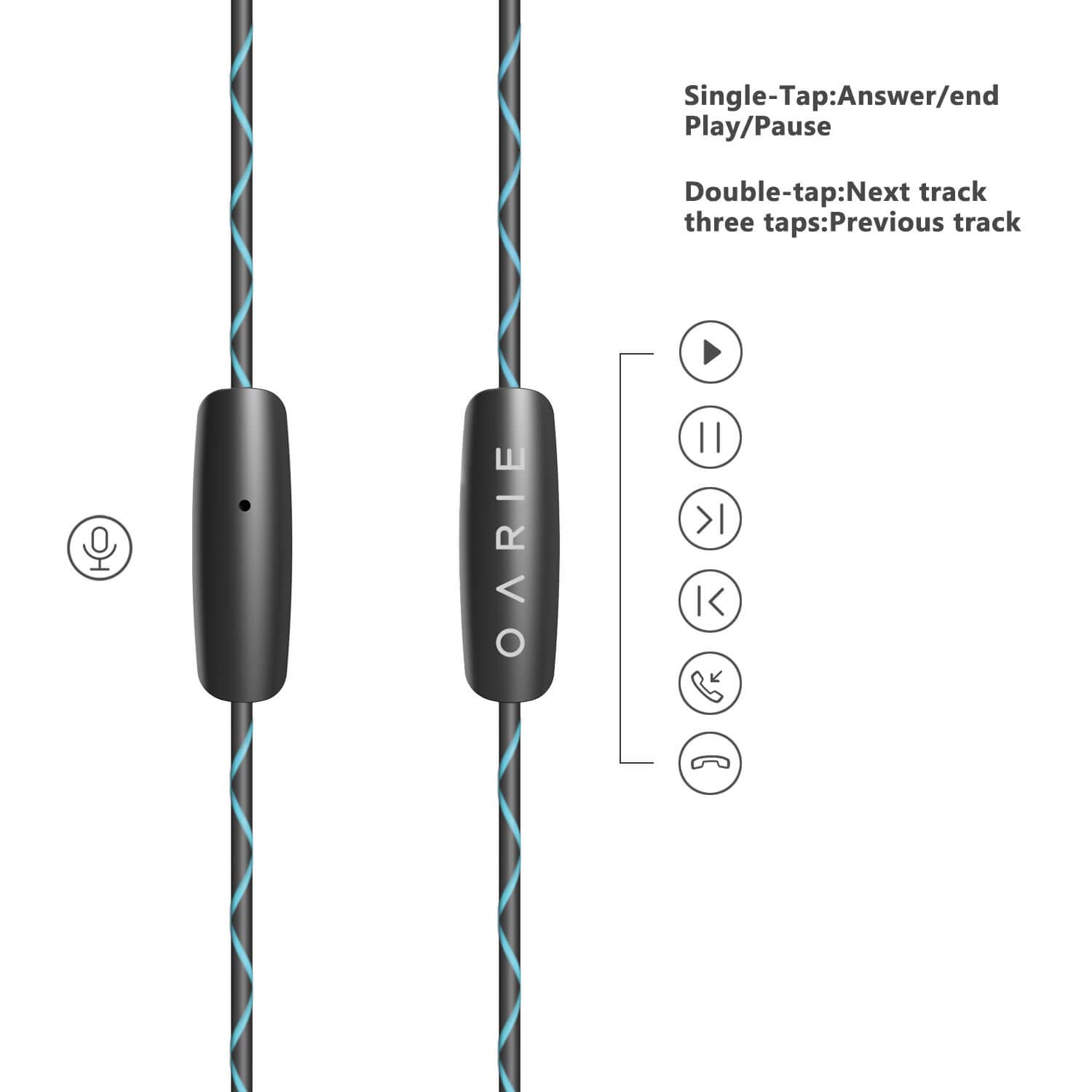 Earphones, in-Ear Headphones with Microphone Music Stereo Earbuds Headset with Zipper Case (Sky Blue)