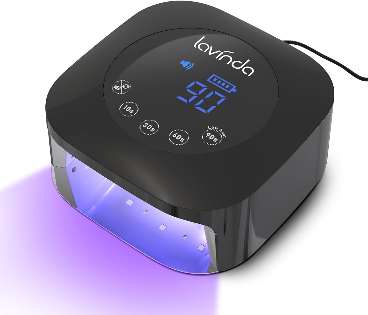 Lavinda Lámpara de uñas LED UV, luz de uñas UV enchufable de 54 W para esmalte de gel acrílico, lámpara de gel profesional con sensor automático, secado rápido, secador de uñas, 4 ajustes de temporizador, herramientas de arte para uso doméstico en salón