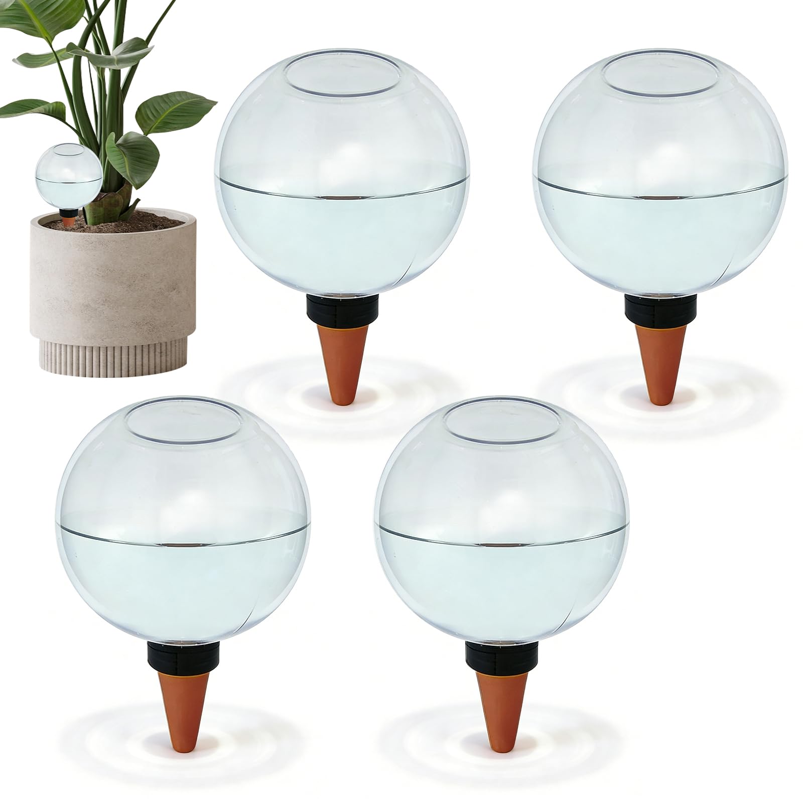 BYZESTY 4 Pièces Boules D'Irrigation pour Plant, Globes D'Arrosage de Plant 500ml, Dispositif D'Arrosage Automatique, Pieux D'arrosage des Plant pour Plantes d'intérieur, Jardin et Balcon