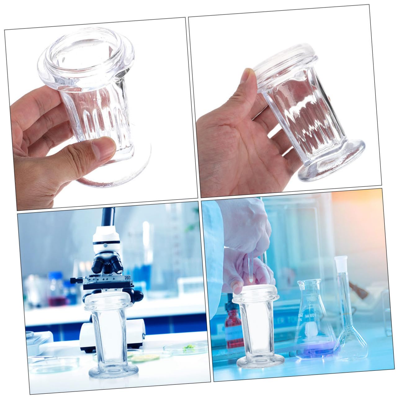 Garneck Barattolo Per Colorazione Coplin in Vetro Coperchio, Capacità 60 Ml, Contiene 5 Vetrini Per Microscopio, Vasca Di Colorazione Per Laboratorio Scientifico e Conservazione Reagenti