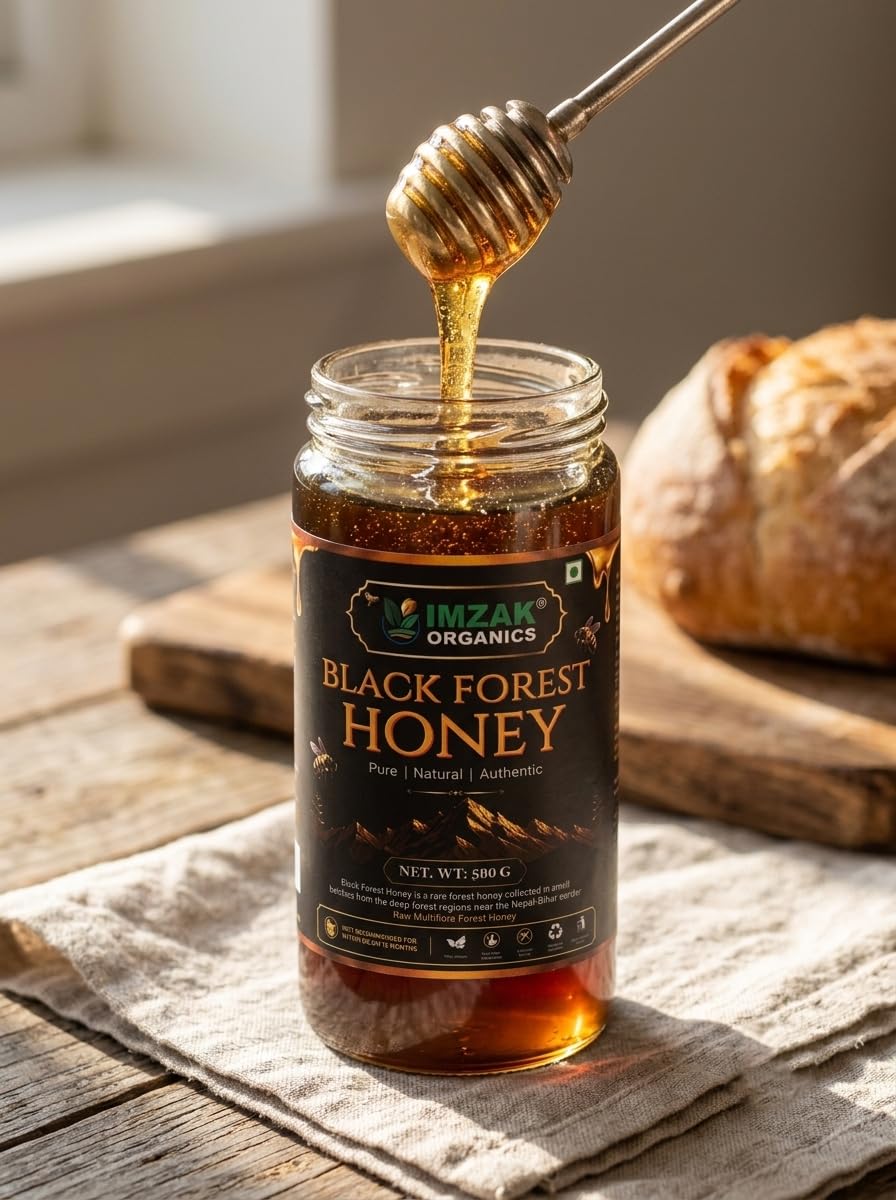 IMZAK ORGANICS Raw Black Forest Honey (500g) | 100% Pure, Natural