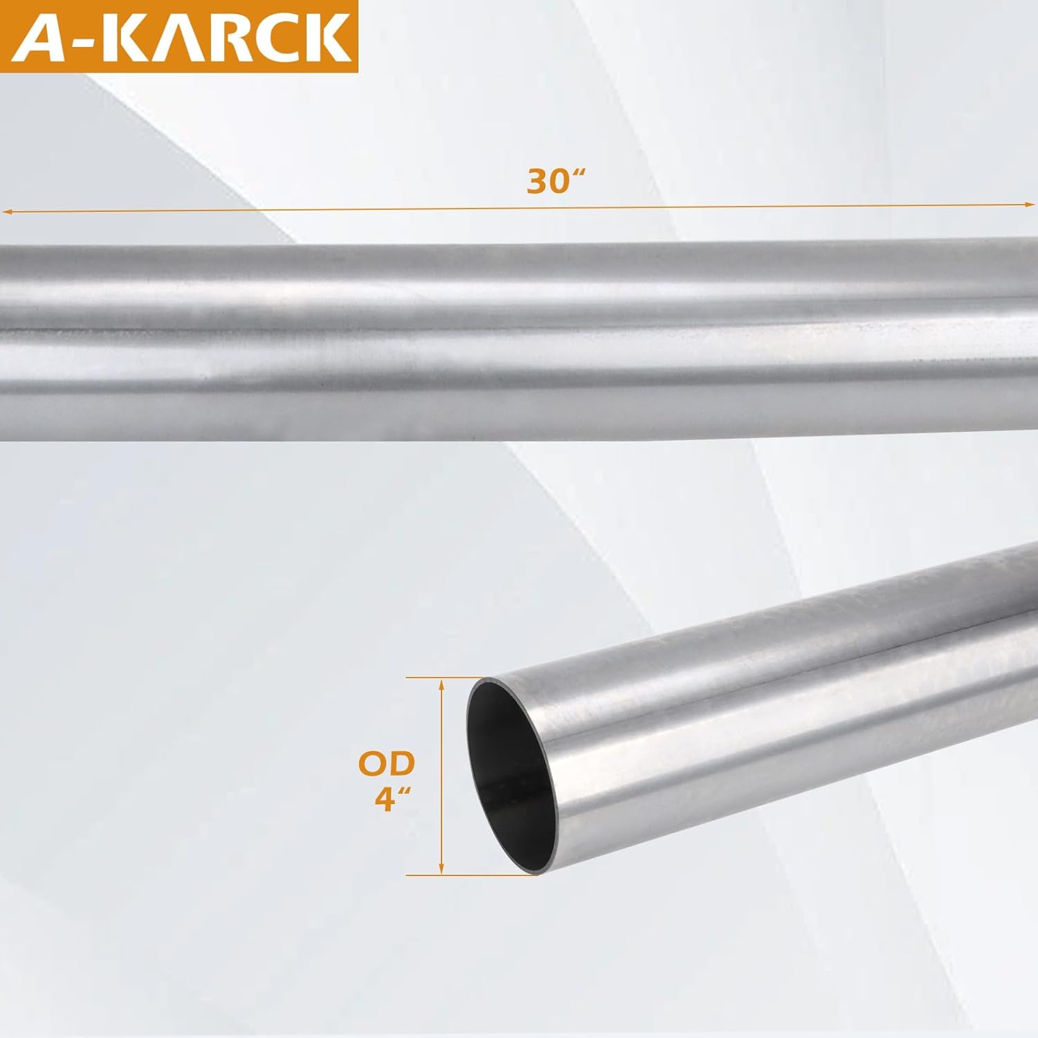 A-KARCK Straight Exhaust Pipe 4" OD, Mild Steel 30" Long Mandrel Exhaust Tube, Custom Your Own Exhaust System