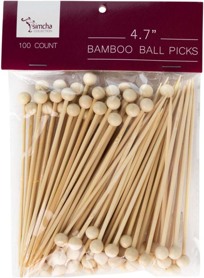 Bamboo Picks - 4.7" | Simcha Collection | Ball End | 100 Pcs.