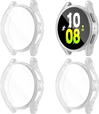4 Pack Screen Protector Case Compatible for Samsung Galaxy Watch FE 2024 & 5 2022 & 4 2021 Accessories Full Protective Shell Silicone Face Cover 40mm Clear x 4