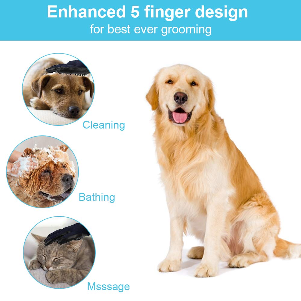 Guanto Toelettatura Cani E Gatti 4 In 1 - Spazzola, Massaggia, Lava E Rimuove Peli Morti - Foto 5