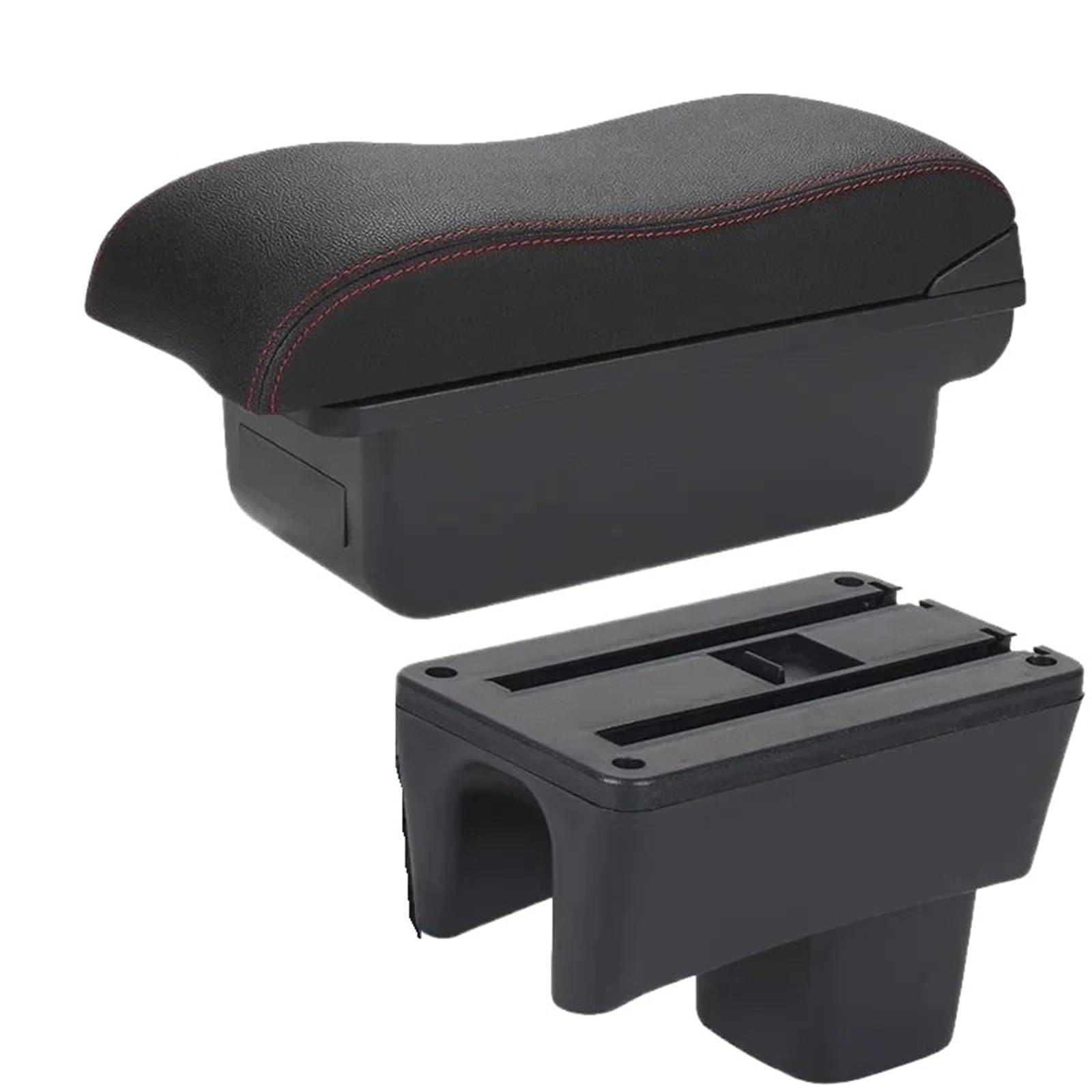 AWGNTQQ Car Armrests For Suzuki For Swift 2005-2025 Car Armrest Curved Surface Car Storage Box Dedicated(C1 Black red NO USB)