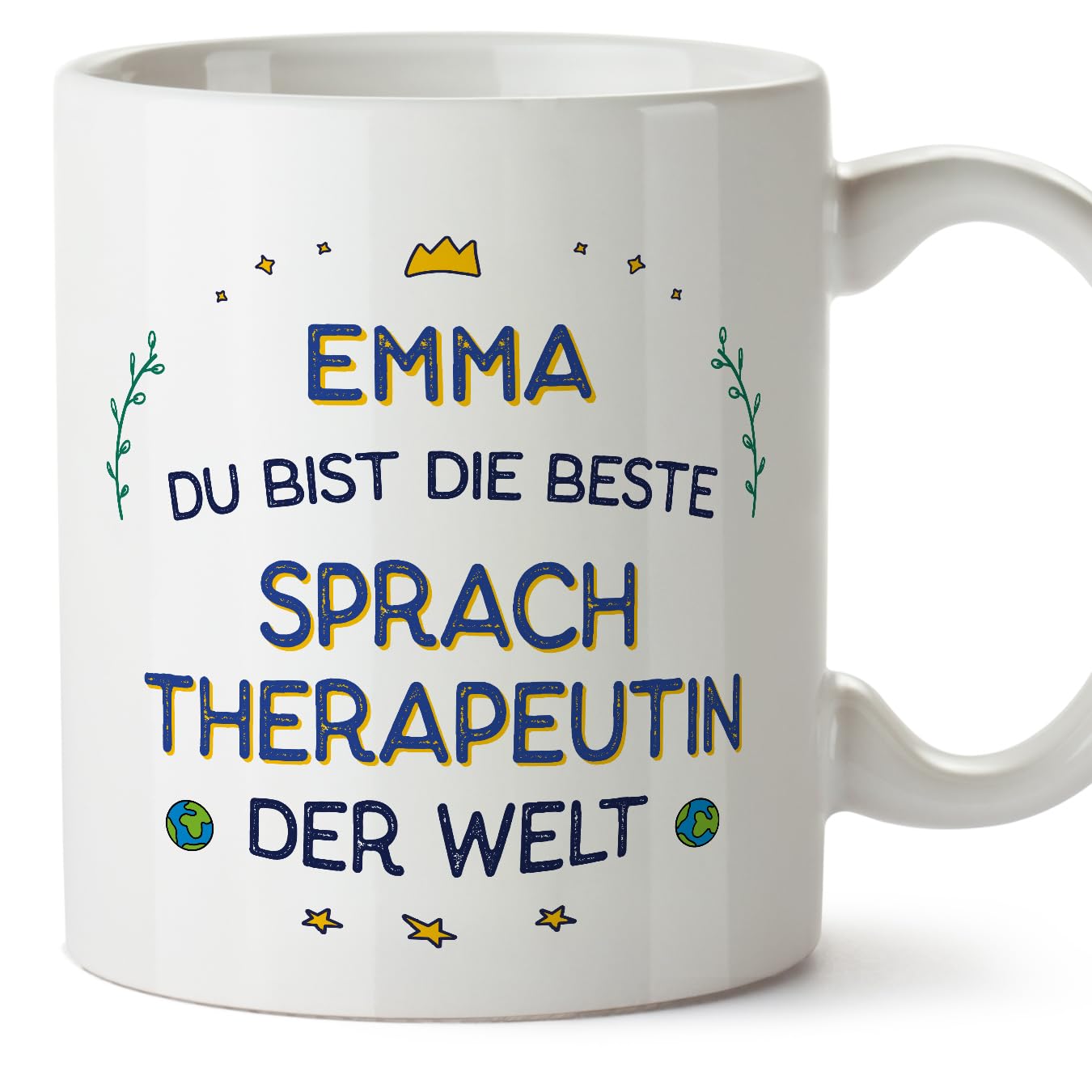 MUGFFINS Personalised Mug for Speech Therapist Woman - in German - Beste der Welt - Funny Custom Gift for Colleagues - Ceramic 11oz Mug