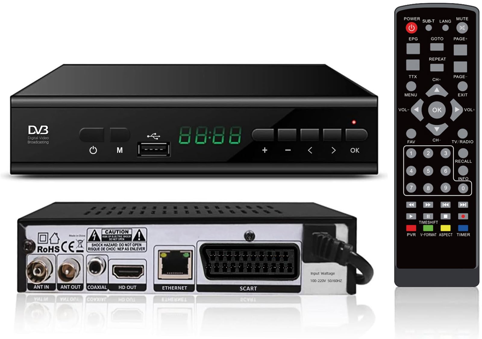 Decodificador TDT HD 2024,Sintonizador TDT HD,Receptor TDT HD,Decodificador DVB-T2,HD 1080P H265 HEVC Principal 10 bit,Soporta ETHERNET/USB WiFi/Proyector/Dolby/PVR/Funciones Multimedia