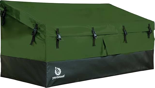 YardStash Outdoor Storage Box (Waterproof) - Heavy Duty, Portable, All Weather Tarpaulin Deck Box - Protects from Rain, Wi...