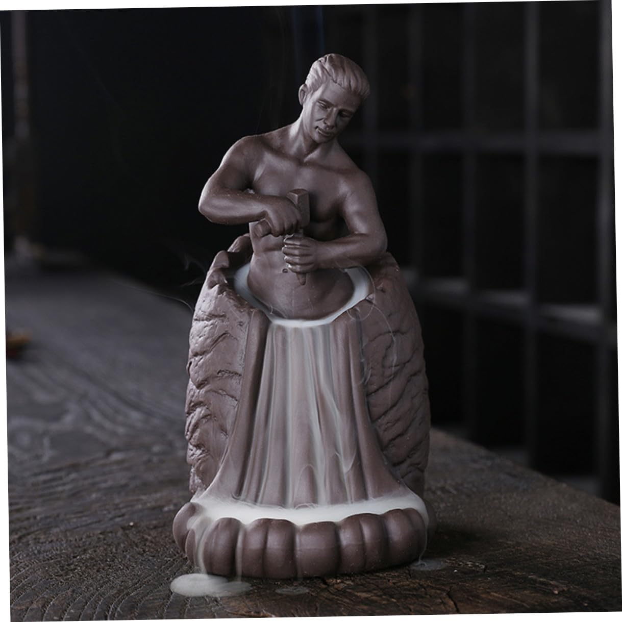ABOOFAN Backflow Incense Holder Ceramic Burner Self Carved Male Figurine Aromatherapy Diffuser Desktop Decoration for Office and Meditation