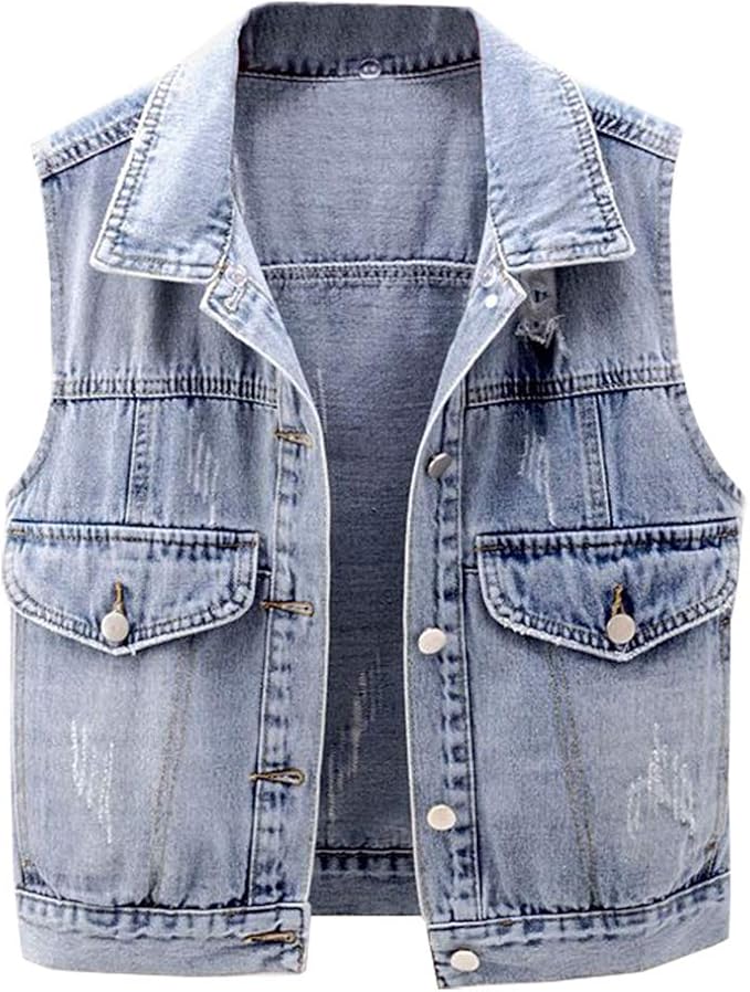 Girls Sleeveless Denim Vest Jean Jacket 