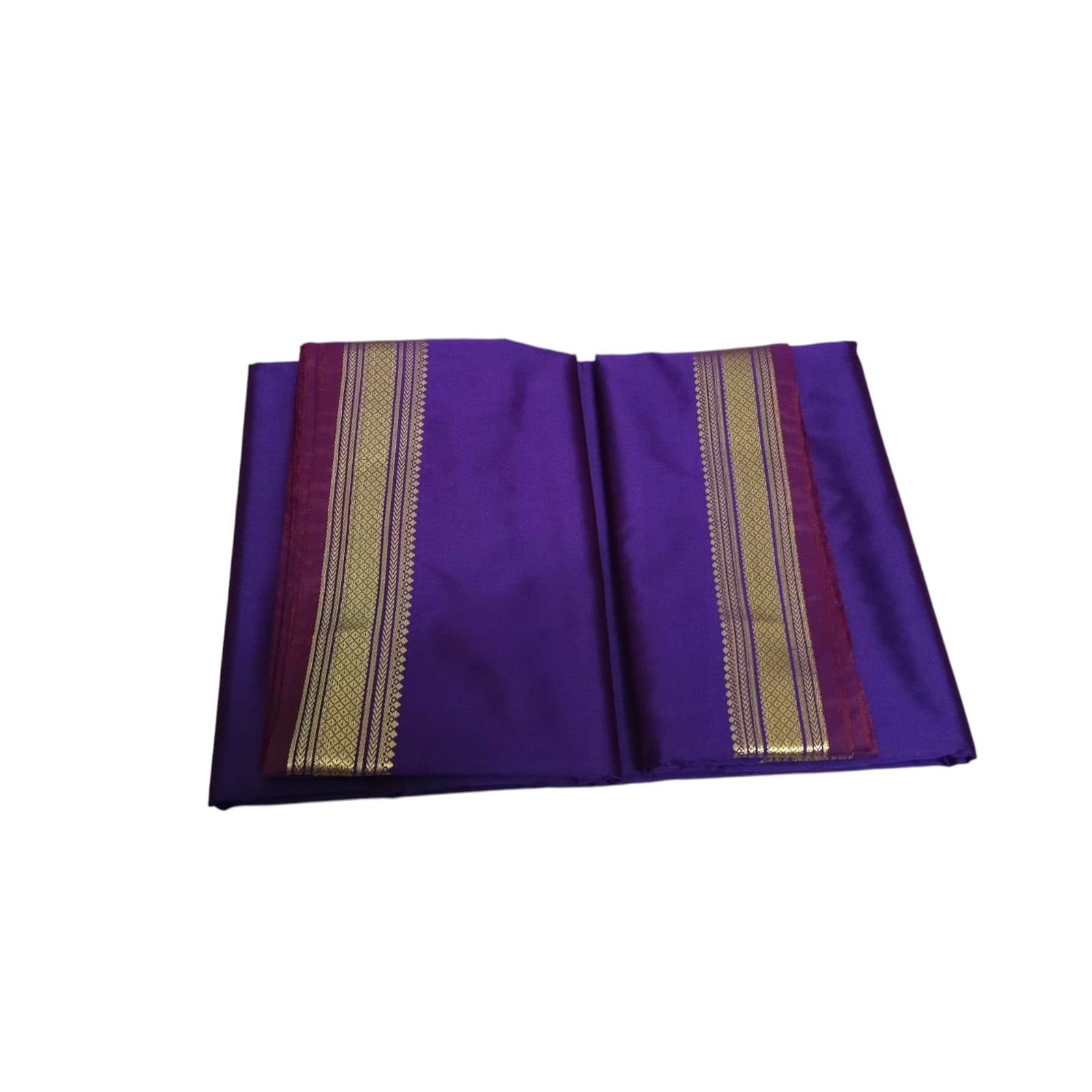 Traditional Men's Silk Dhoti and Dupatta Set, 4.25+2.25 Mtr with Gold Border (Blue)-picture-46