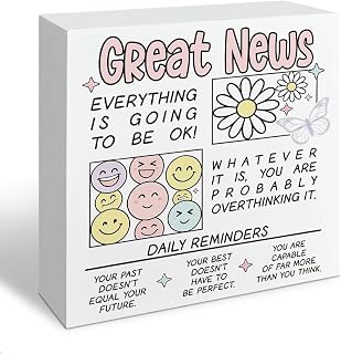 Funny Mental Health Sign, Positive Wooden Sign,Everthing Is Going To Be Ok | Therapist Office Decor, Student Dormitory, Gift For Best Friends, Stress Relief Gift, Inner Peace Decor