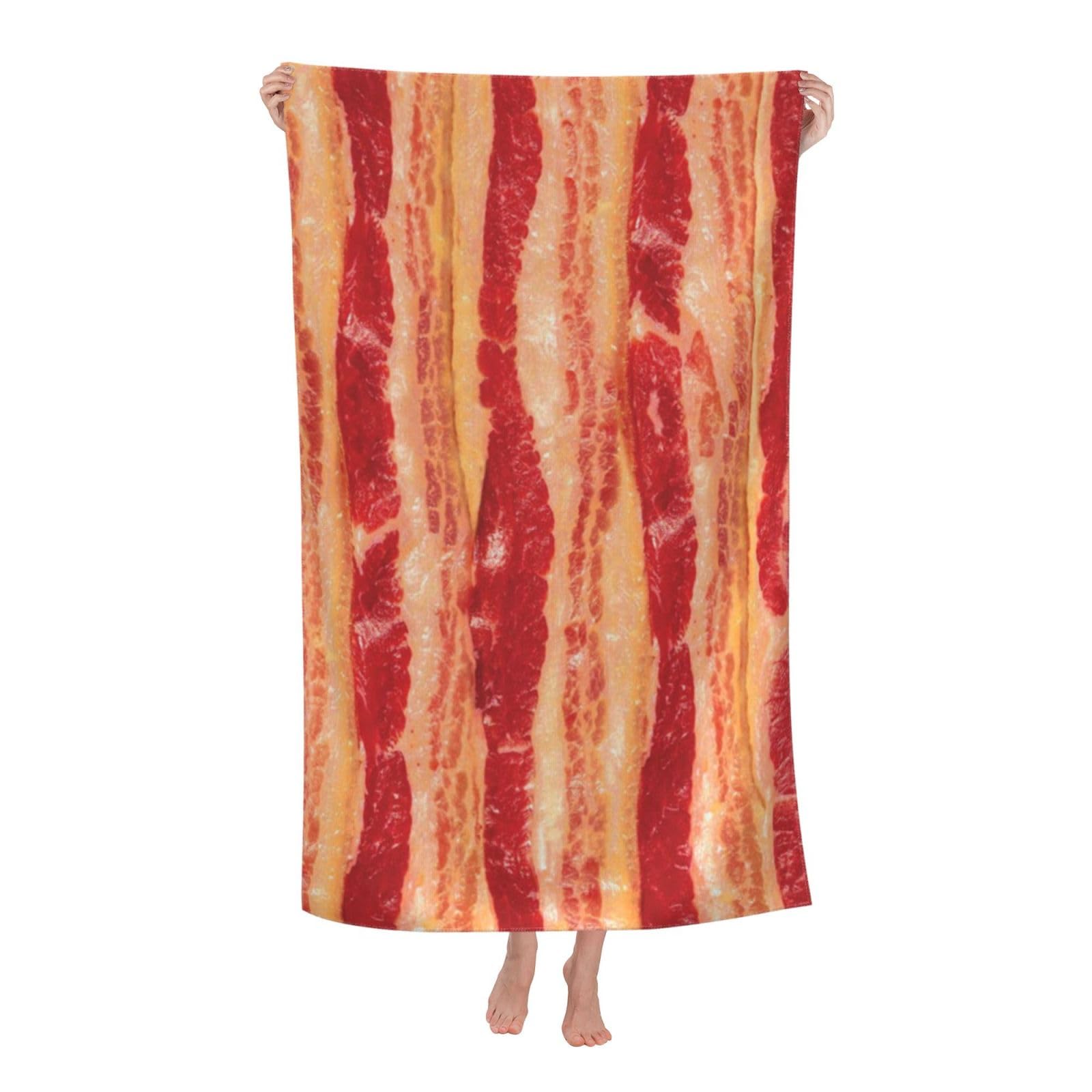 HYUNDP Bacon SlabsMicrofiber Beach Towels Bulk, Sand Free Quick Dry Beach Towel for Adults 30"x 2548"