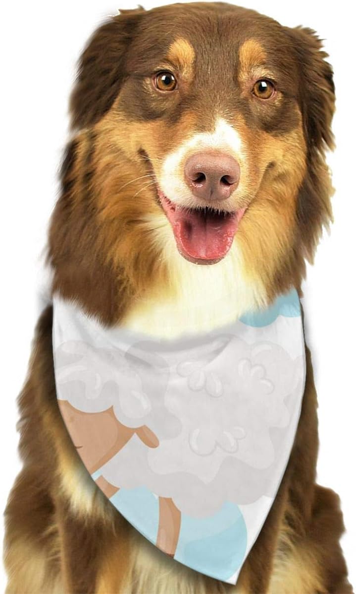 Cute Little Sheep Sleeping On A Cloud Lovely Customized Dog Cat Kerchief Neckerchief Set Suitable For Small To Big Dog Cats