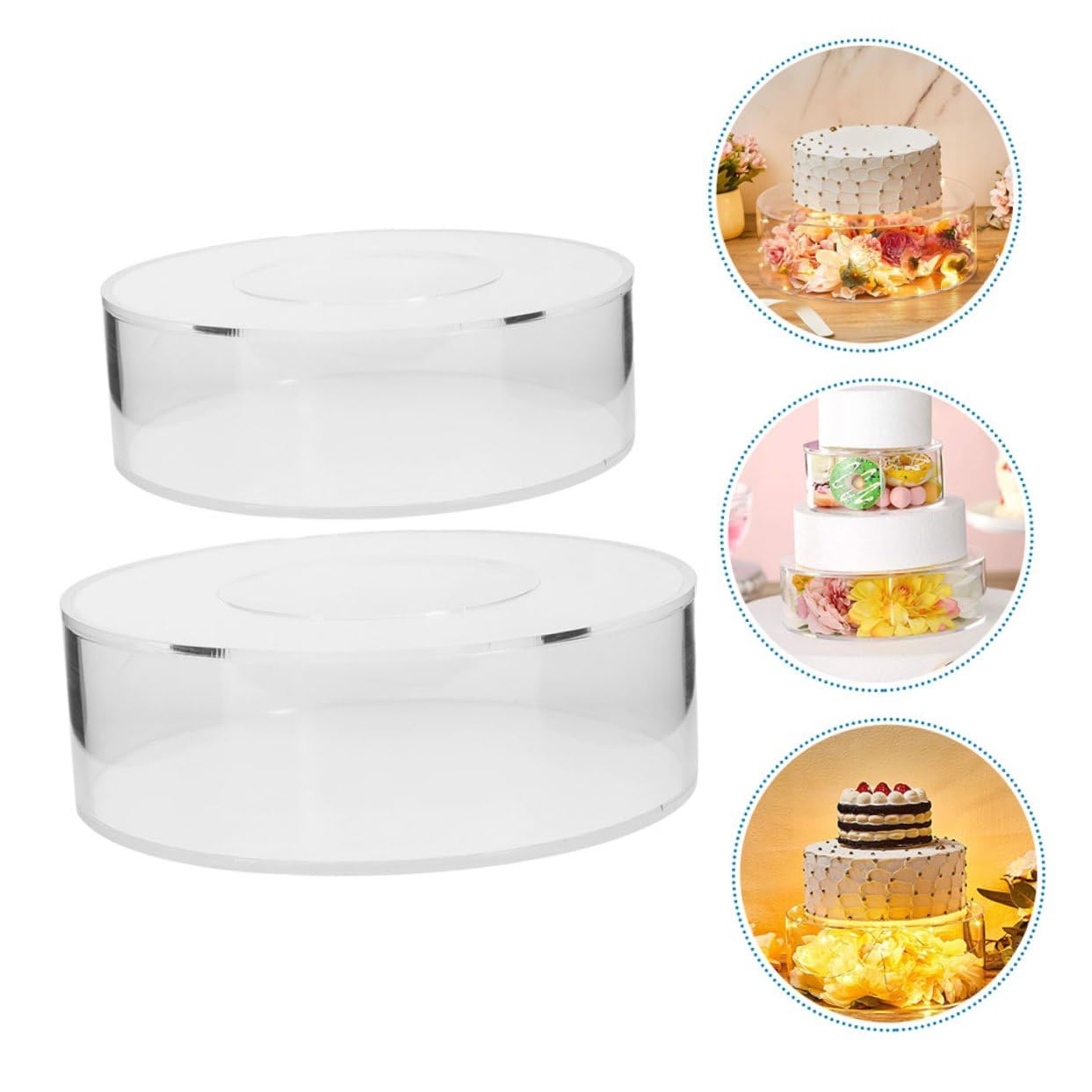 Didiseaon Alzata per Torta Rotonda in Acrilico Trasparente, Set 2 Pezzi, Supporto Decorativo per Cupcake e Dolci, per Feste, Matrimoni e Compleanni