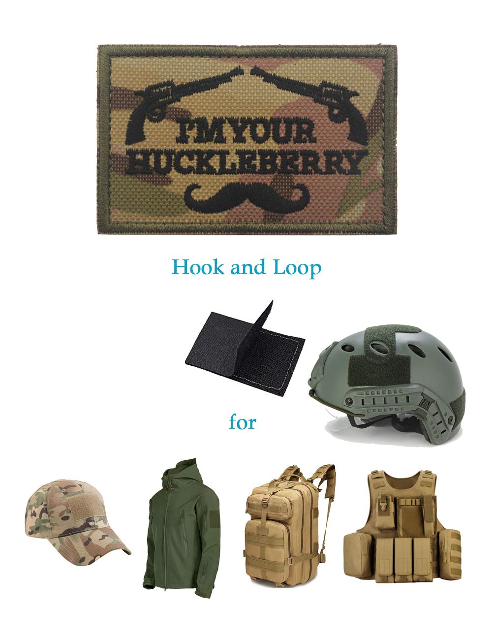 AliPlus I'm Your Huckleberry Parche táctico Moral Militar Parche 3D Bordado Gancho y Lazo para Mochilas Gorras Chaquetas (CP)