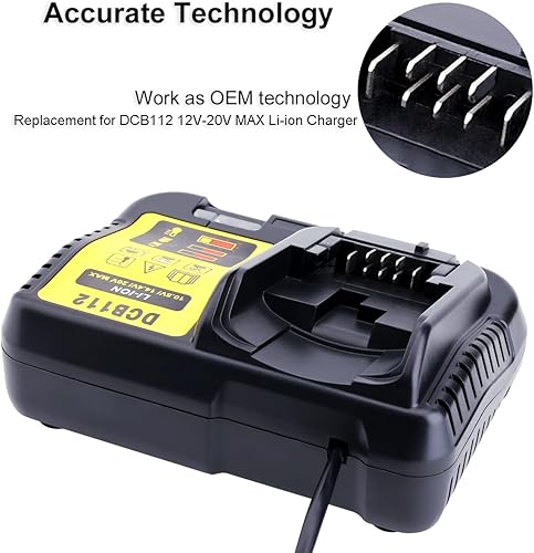 Miniatura 7 de Biswaye Cargador de batería de litio de 12 V20 V, paquete de 2 baterías de litio de 3.0 Ah DCB120 de 12 V máximo, repuesto para herramientas