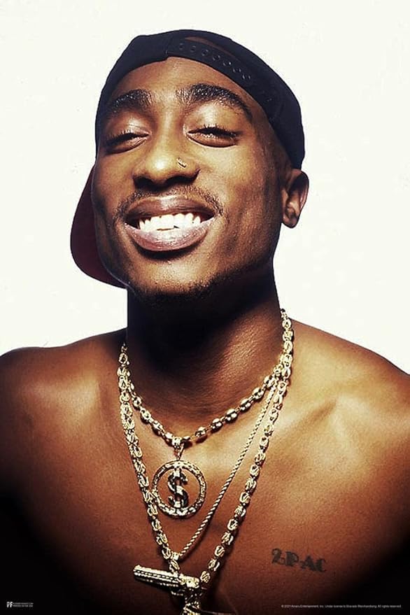 Tupac Posters 2Pac Poster Smiling Gold Chain Photo 90s Hip