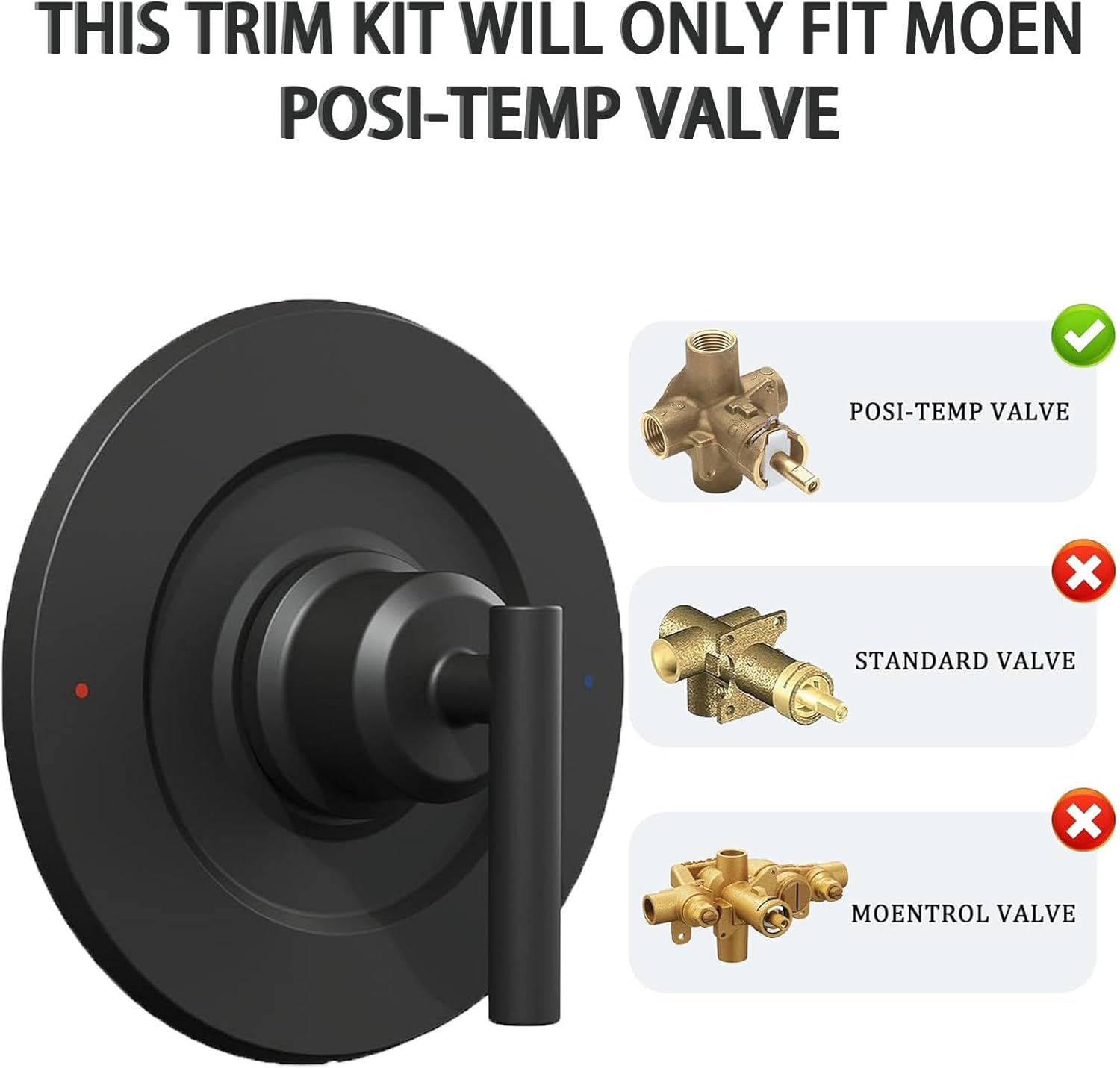 T2901BL Gibson Valve Replacement for Moen Posi-Temp Valve Shower/Tub, Matte Black Shower handle replacement 2510/2520/2570 Pressure balanced Valves Required Matte Black Shower Lever Handle.
