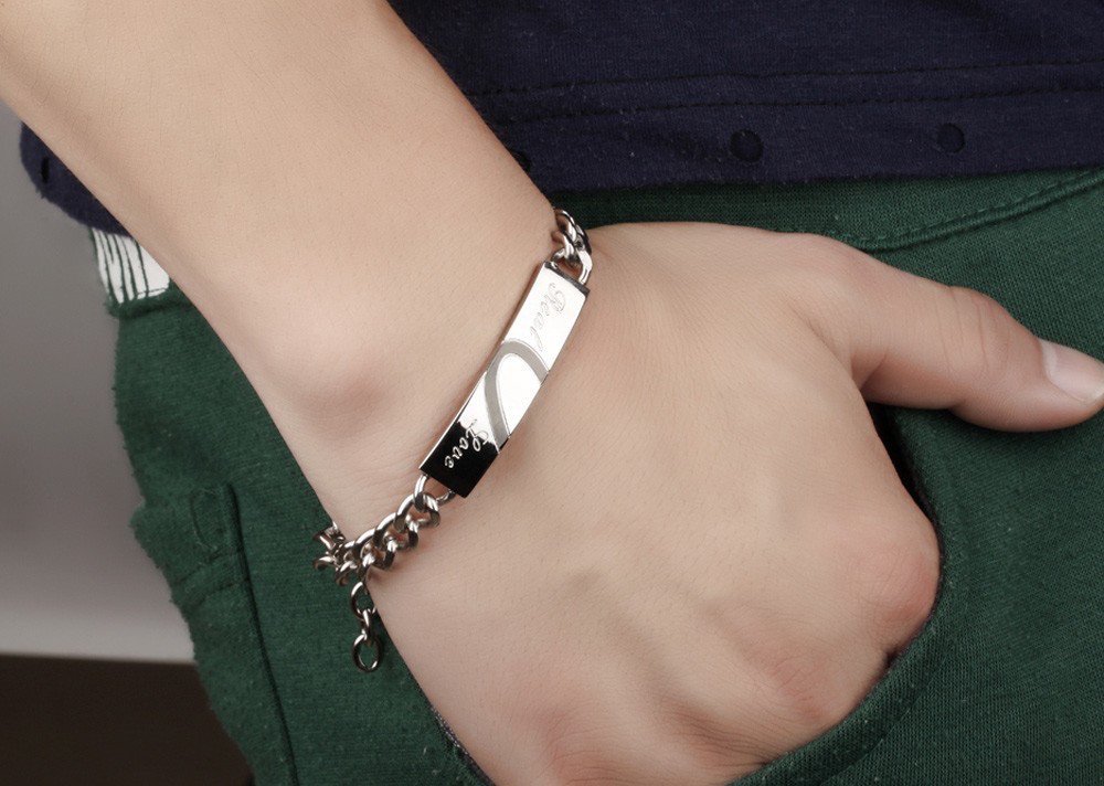 Kim Johanson Edelstahl Pärchen Schmuckset "Love Key" Armbänder & Ketten für verliebte in Silber mit Roségold & Schwarz inkl. Schmuckbeutel