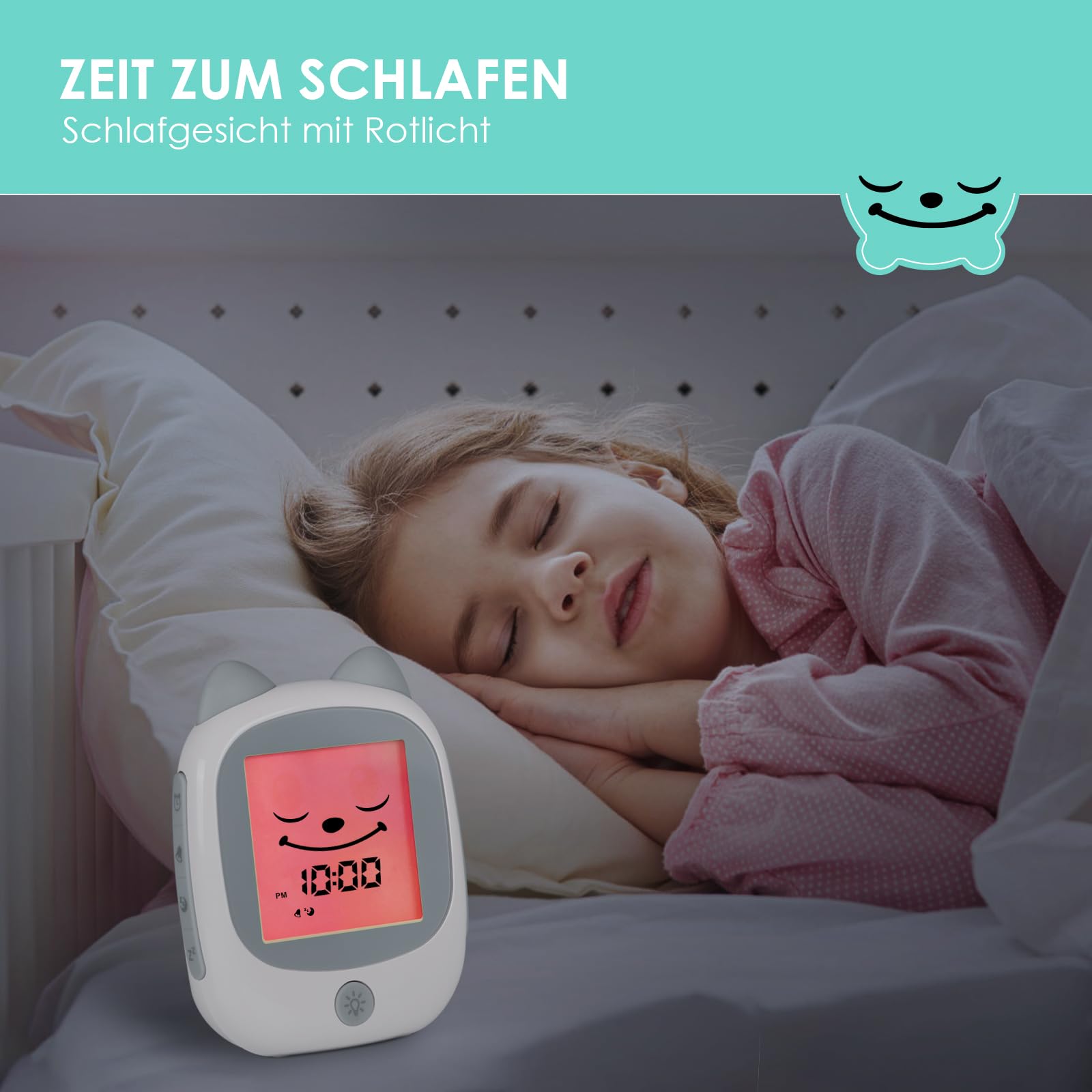 Kleinkinder Schlaf Training Kinderwecker, Schlaftrainer Kinder, Snooze und Timer, Digitaler Wecker Kinder für Jungen und Mädchen