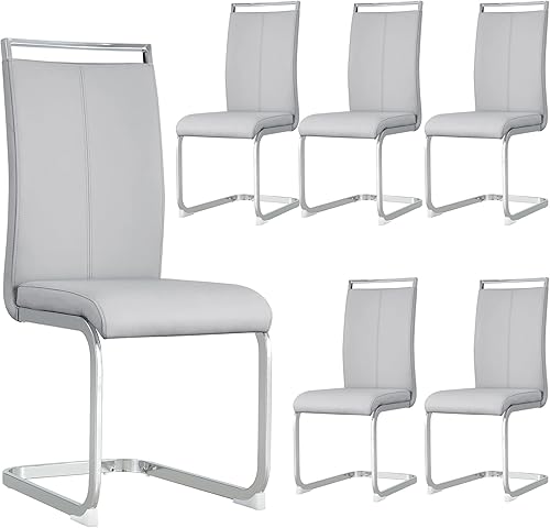 Miniatura 142 de Sillas de Comedor Modernas - Juego de 4 sillas para mesa de comedor, sillas de comedor blancas, patas cromadas plateadas para comedor, sillas de