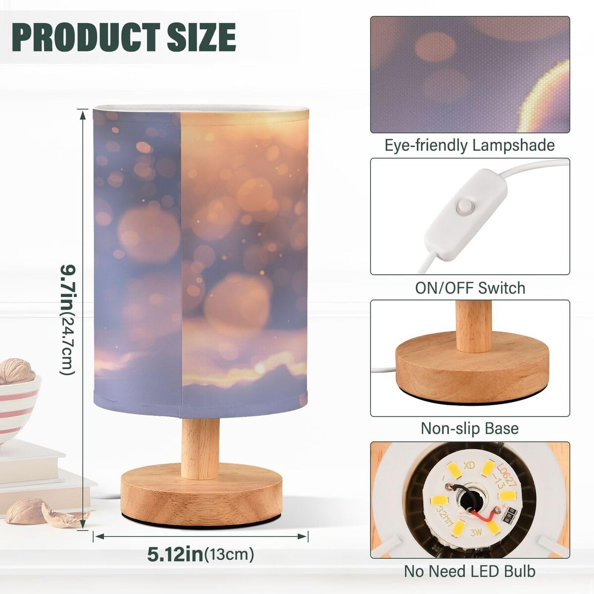 JUMBEAR Small Eye Care Table Lamp,Cute Penguins Bedside Lamps Nightstand Lamps with Flaxen Fabric Shade for Kids Room Living Room Office Desk - Image 3