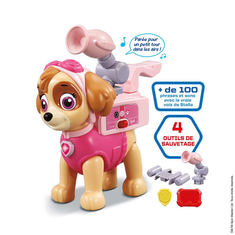 VTech Pat' Patrouille Stella Interactive Mission Sauvetage Figurine 16 cm Chien Interactif Jouet Paw Patrol Cadeau Enfant 3-7 Ans Français