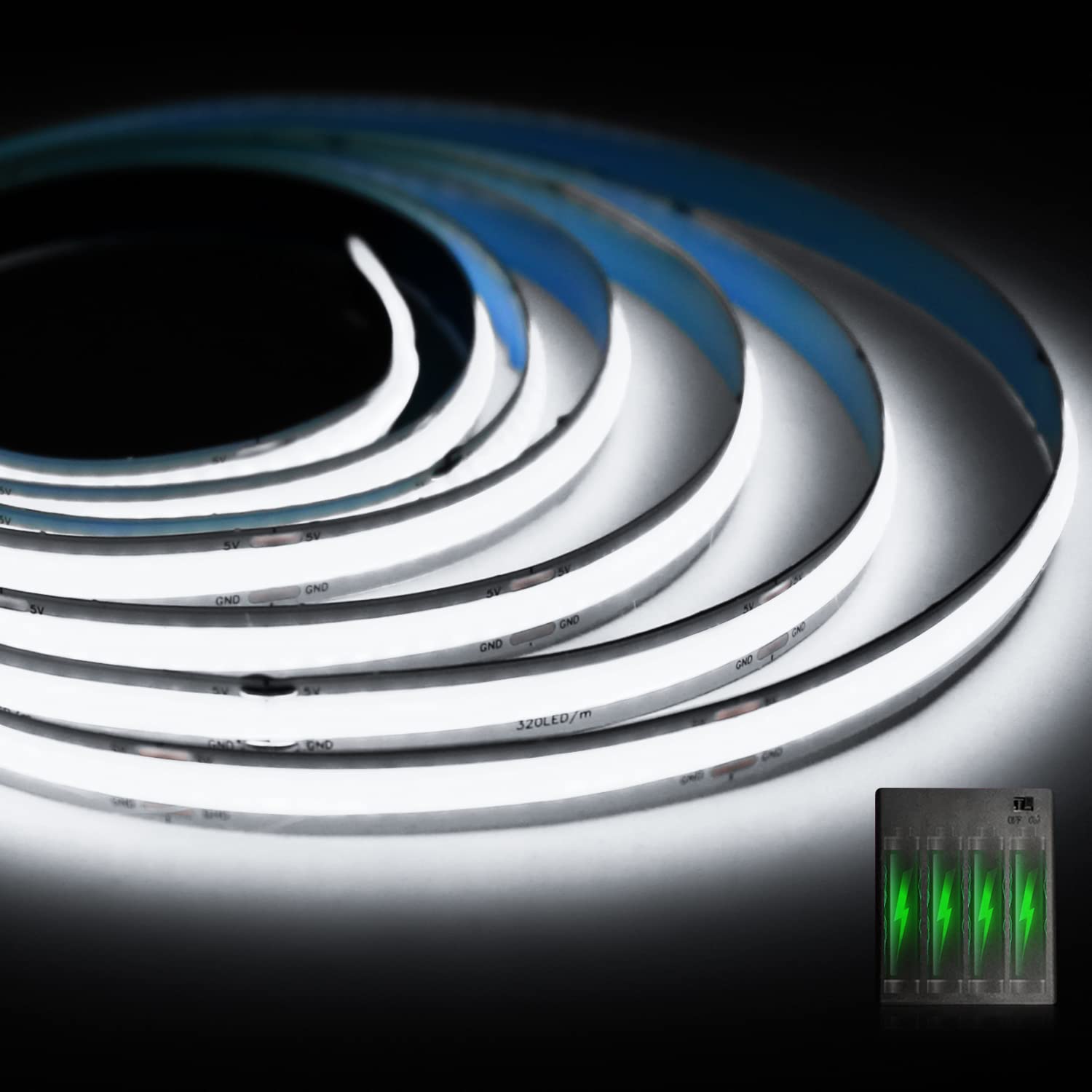 Smacen Battery Powered COB LED Strip Lights, 3.6ft/1.1m, Battery Operated, 6000K Cool White, High Brightness Flexible LED ... - Review, Price and Buying Guide