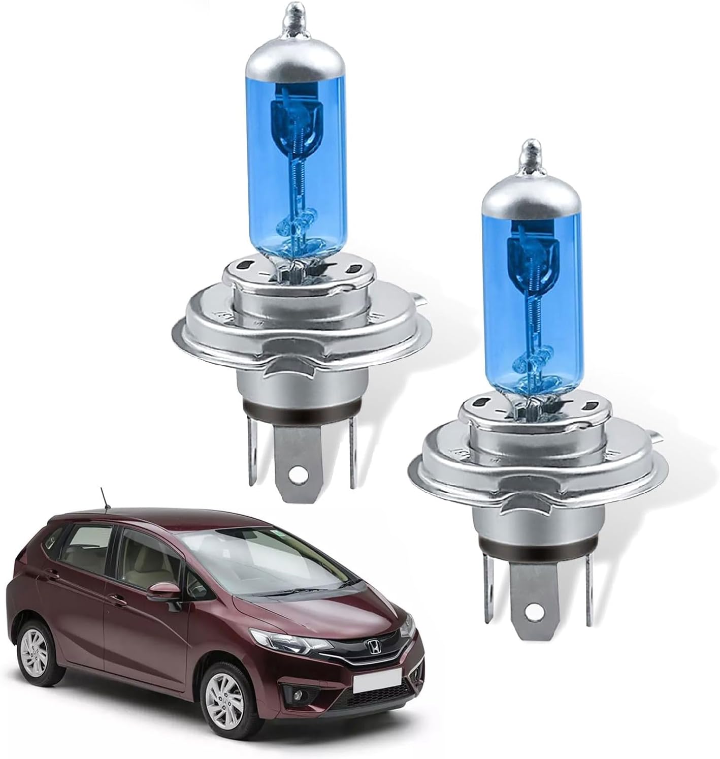 Auto Pearl Pack-2 H4 Car Super Bright Halogen Bulb, 12V 90/100W High/Low Beam Driving Halogen Light, Plug-and-play Bulb for Jazz-2015-E-Model (White)