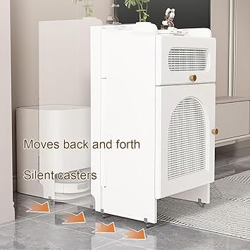 Sideboard Storage Cabinet for Robot Vacuum and Mop, Upright Sweeping Robot Display Shelf with Silent rollers, Vacuum Stand End Table for Living Room, Kitchen(S)